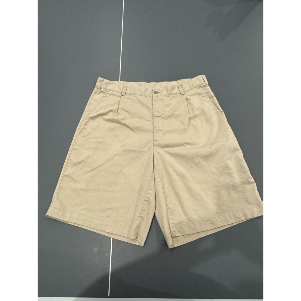 NIKE Men's Sz 34 Tan Golf Shorts Shirt Gripper Fit Dry Pleated 9.5" Inseam